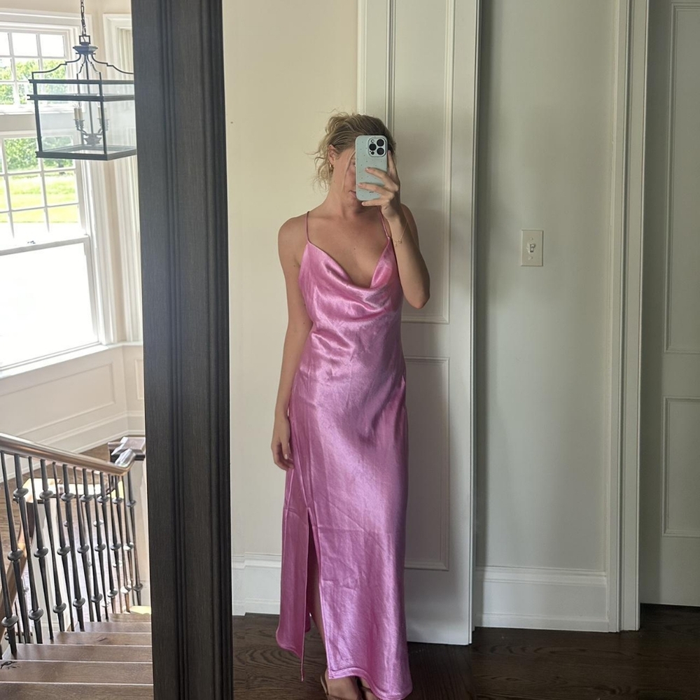 Pink Satin Slip Dress